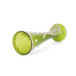 ART NOUVEAU VASE, GREEN, IRIDESCENT GLASS, COLORFULLY PAINTED