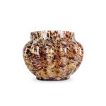 ART DECO VASE, COLORLESS GLASS WITH BEIGE AND DARK BROWN INCLUSIONS AND GOLD FLECKS