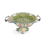 ART NOUVEAU JARDINIÈRE, COLORFULLY DECORATED MAJOLICA