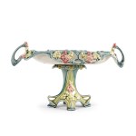 ART NOUVEAU JARDINIÈRE, COLORFULLY DECORATED MAJOLICA