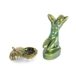 ZSOLNAY, PÉCS, BUNDLE: FEMALE NUDE AND LIDDED JAR