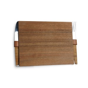 AUBÖCK DINING SET, CUTTING BOARD WITH KNIFE AND FORK