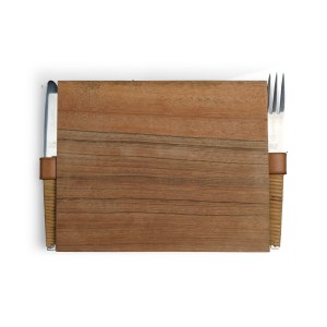 AUBÖCK DINING SET, CUTTING BOARD WITH KNIFE AND FORK