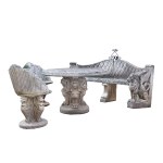 TRAVERTINE STONE GARDEN SET, NOT CAST, CONSISTING OF: