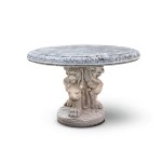 SET DA GIARDINO IN PIETRA DI TRAVERTINO, NON FUSO, COMPOSTO DA: