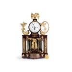 EMPIRE CHEST CLOCK, MAHOGANY CASE WITH GILDED BRASS APPLIQUÉS
