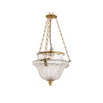 EMPIRE-STYLE PENDANT LAMP, CUT GLASS WITH BRASS