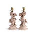 PAIR OF PUTTI CANDLESTICKS, IN THE STYLE OF AUGUSTE MOREAU