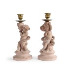 PAIR OF PUTTI CANDLESTICKS, IN THE STYLE OF AUGUSTE MOREAU