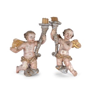 PAIR OF KNEELING ANGELS WITH CORNUCOPIAS, CANDLE HOLDERS