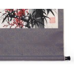 SCROLL DEPICTING BAMBOO WITH CHERRY BLOSSOMS AND PLUM BLOSSOMS, CHINA