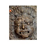 ANTIQUE RELIEF PANEL, TIBET, VARIOUS DEITIES IN BRONZE AS WELL AS DECORATIVE ORNAMENTS
