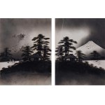 PAIR OF VIEWS: FUJI & HOUSES BY THE LAKE, JAPAN