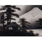 PAIR OF VIEWS: FUJI & HOUSES BY THE LAKE, JAPAN