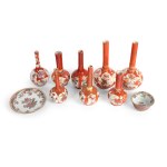 BUNDLE OF PORCELAIN, 8 PORCELAIN VASES & CUP WITH SAUCER