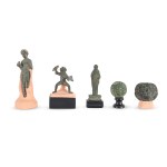 BUNDLE: 5 BRONZE STATUES AND FACES, ROMAN?