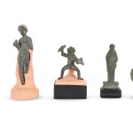 BUNDLE: 5 BRONZE STATUES AND FACES, ROMAN?