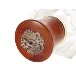 LARGE PERFUME GLASS BOTTLE, WITH HEXAGONAL CUT