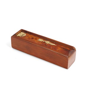 SMALL WOODEN BOX, WITH SILVER-GILDED APPLIQUÉS, HALLMARKED (84 ZOLOTNIKI)