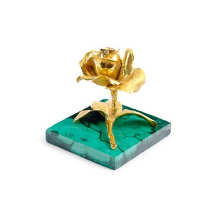 ROSE-SHAPED PAPERWEIGHT, GILT SILVER, HALLMARKED (88 ZOLOTNIKI)
