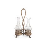 VINEGAR & OIL CARAFES, HALLMARKED SILVER