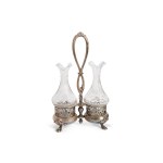 VINEGAR & OIL CARAFES, HALLMARKED SILVER