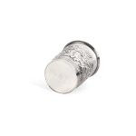 CUP WITH FLORAL RELIEF DECORATION, HALLMARKED SILVER