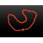 CORAL NECKLACE, 14K YELLOW GOLD CLASP