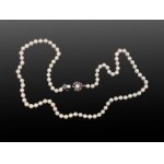 PEARL NECKLACE, 14 KT WHITE GOLD, HALLMARKED