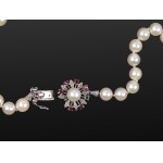 PEARL NECKLACE, 14 KT WHITE GOLD, HALLMARKED