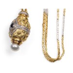 NECKLACE WITH PENDANT, 18-KARAT YELLOW GOLD AND WHITE GOLD