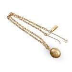 NECKLACE WITH MEDALLION, DATED 1851, YELLOW GOLD, UNMARKED