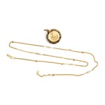 MEDALLION WITH CHAIN, YELLOW GOLD, UNMARKED