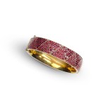 GARNET BANGLES, GILT SILVER