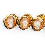 CAMEO BRACELET WITH ENGRAVED PORTRAITS OF WOMEN,, 18-KARAT YELLOW GOLD