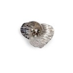 FLOWER-SHAPED BROOCH, 14-KARAT WHITE GOLD