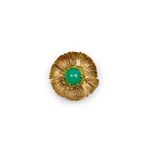 FLOWER-SHAPED BROOCH, YELLOW GOLD, UNMARKED