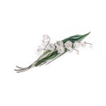 LILY OF THE VALLEY BROOCH, 14 KT WHITE GOLD
