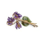 VIOLET BROOCH, 14K YELLOW GOLD