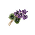 VIOLET BROOCH WITH AMETHYST BLOSSOMS, 14K YELLOW GOLD