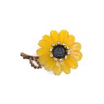 SUNFLOWER-SHAPED BROOCH, 14K YELLOW GOLD