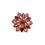 GARNET BROOCH, 14-KARAT YELLOW GOLD
