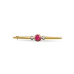 BAR BROOCH, 14 KT YELLOW GOLD, HALLMARKED