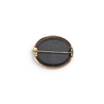 BROOCH WITH PIETRA DURA, GILT SILVER SETTING