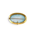 BROOCH WITH ENAMEL PAINTING, GILT METAL SETTING