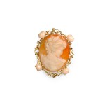 SHELL CAMEO BROOCH, 18-KARAT ROSE GOLD