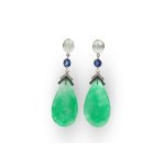 PAIR OF DROP EARRINGS, 14 KT WHITE GOLD