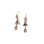 PAIR OF FLORAL DROP EARRINGS, VICTORIAN