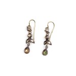 PAIR OF FLORAL DROP EARRINGS, VICTORIAN