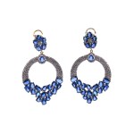 PAIR OF EARRINGS, 14 KT YELLOW GOLD AND SILVER